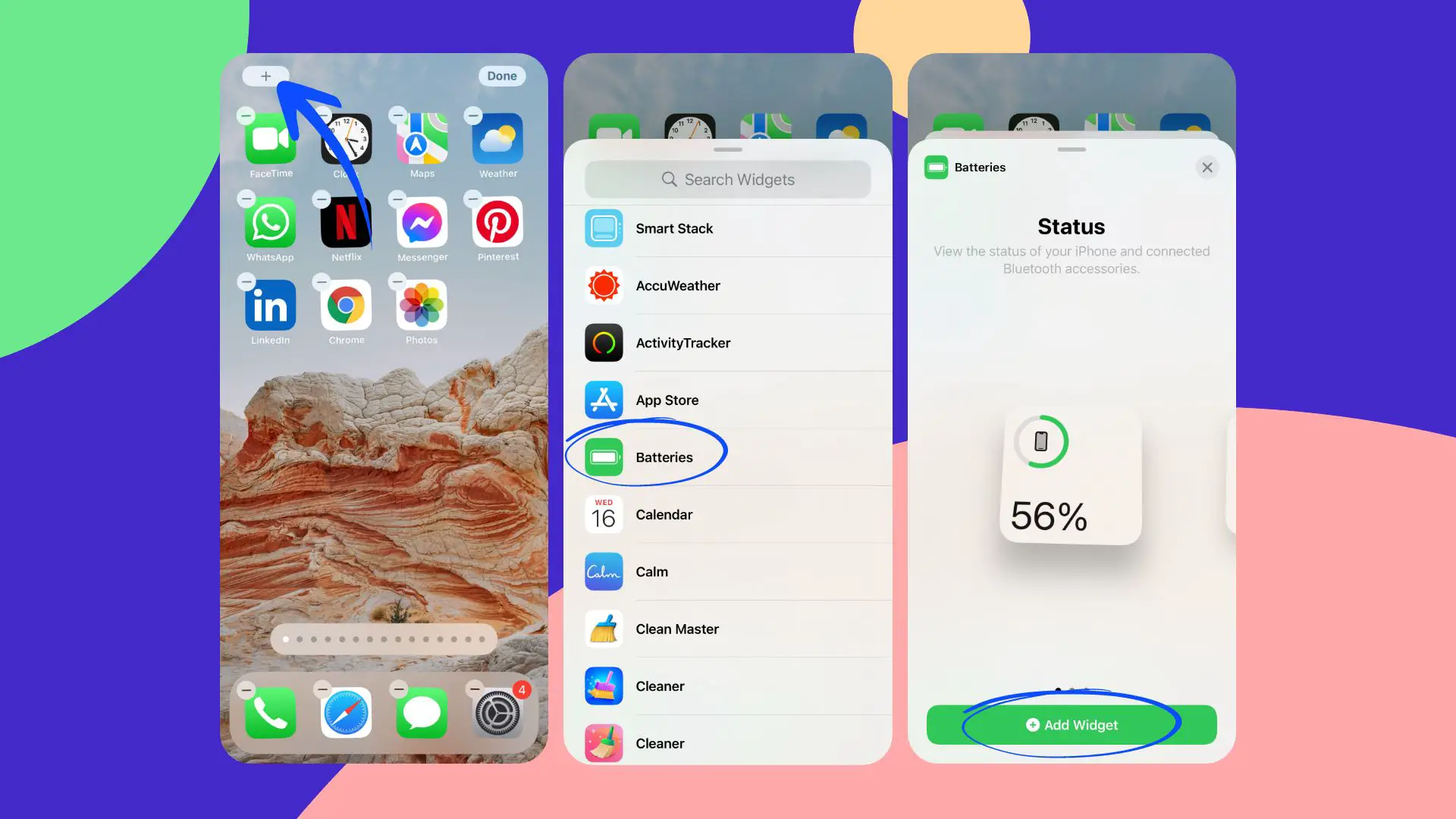 Addition of Battery Widget on your iPhone