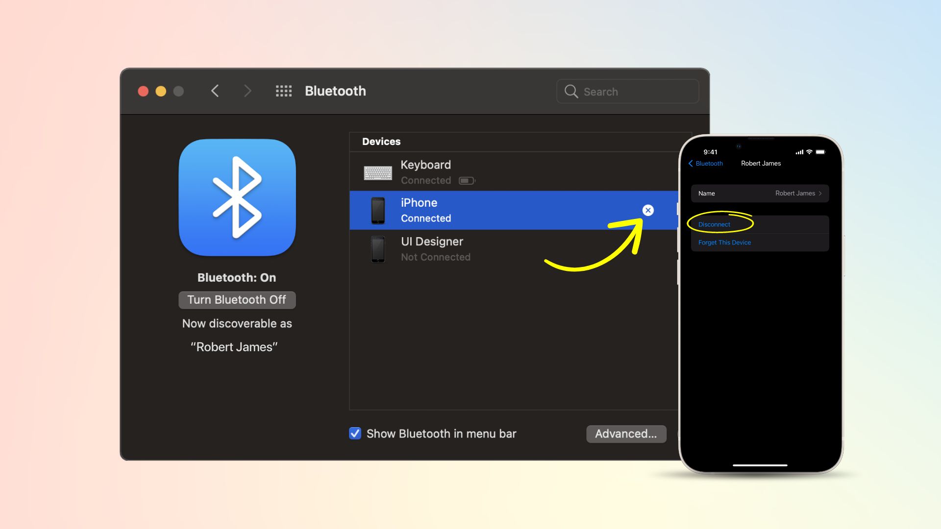 Disconnect Bluetooth between iPhone from Mac