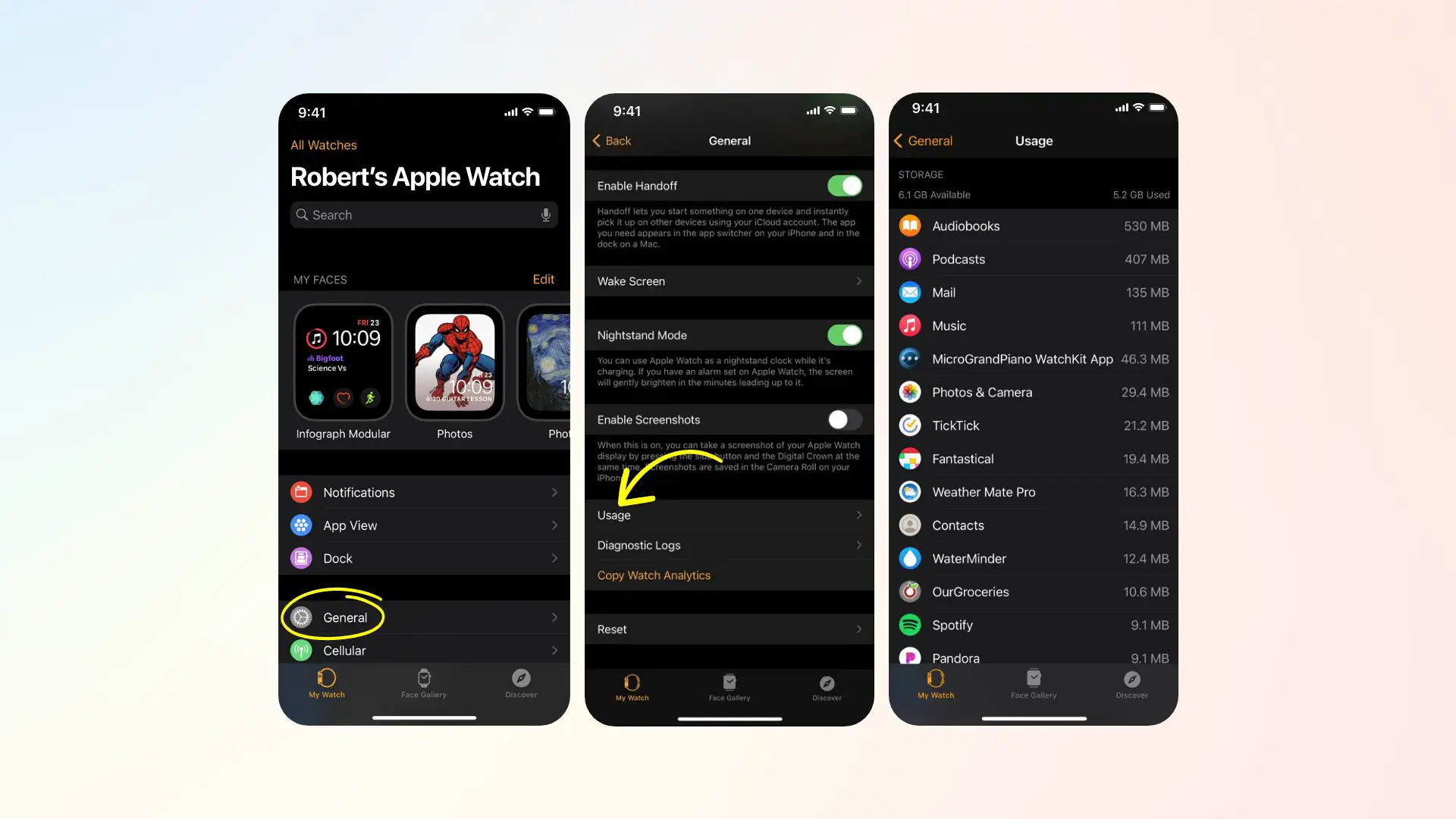 Steps on how to check Apple Watch storage on your iPhone