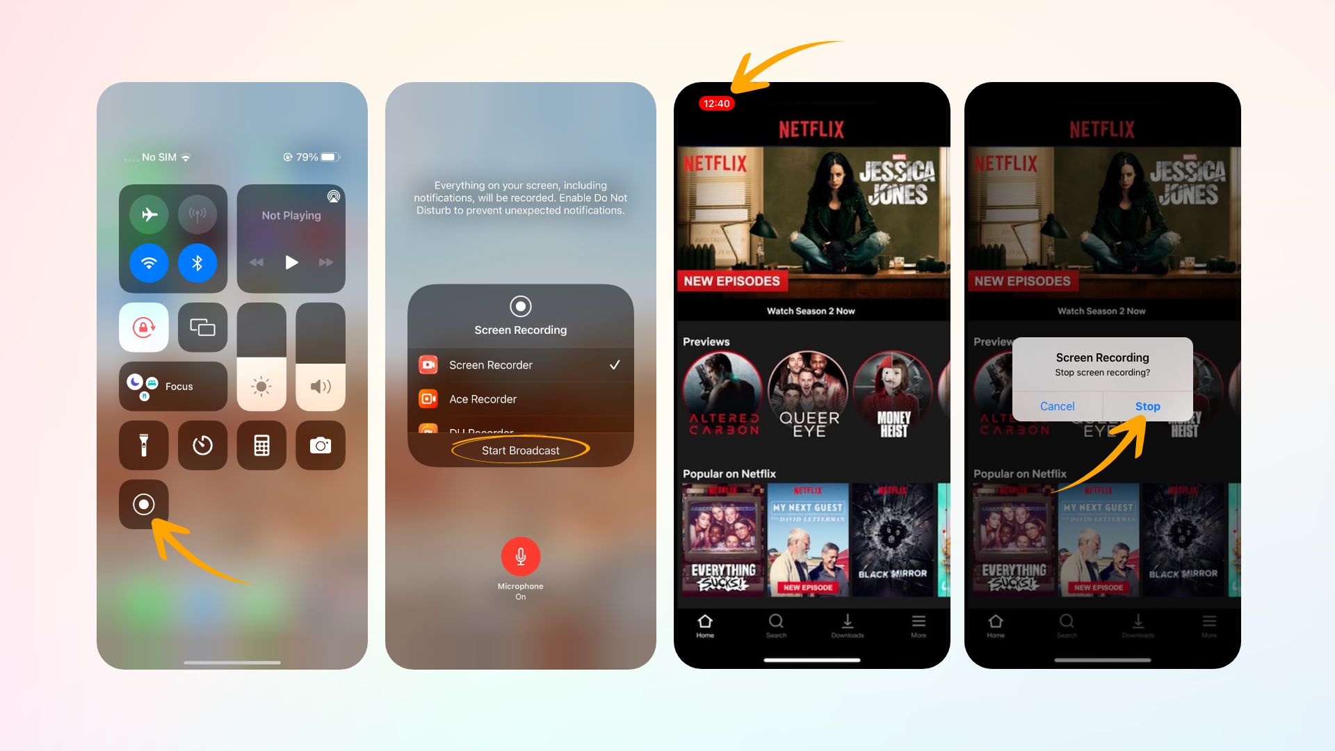 how to screen record Netflix on iPhone using its built-in screen recorder