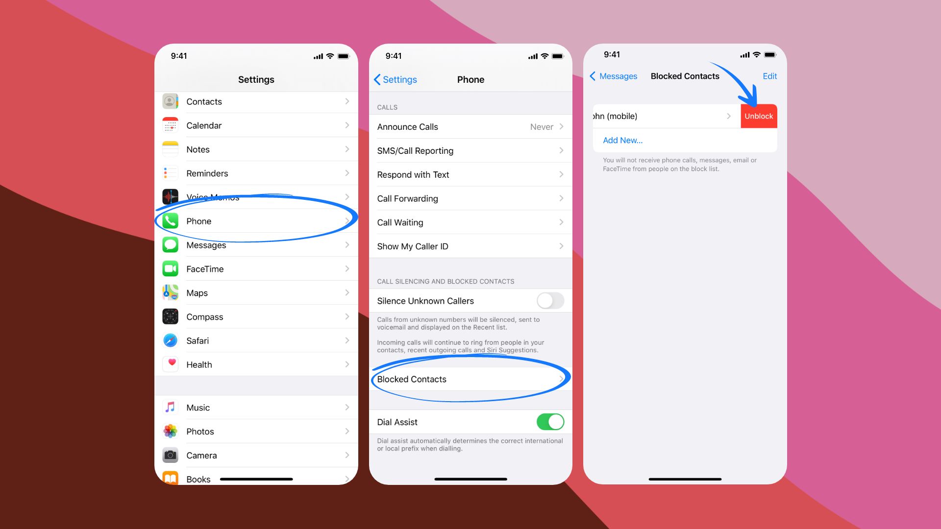 how to unblock a contact on iPhone