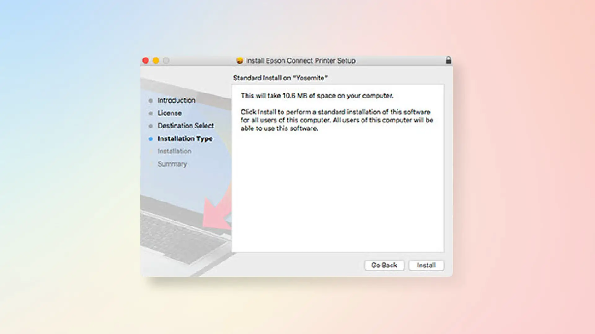 Epson Printer Setup Utility setup interface on Mac
